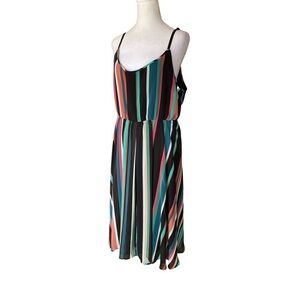 Torrid Striped Multicolor Spaghetti Strap Dress Pockets Size 3x